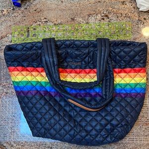 Mz Wallace Metro tote dawn blue w/rainbow stripe
